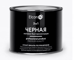 Грунт-эмаль по ржавчине 3в1 Элкон матовая черная RAL 9005 0,4кг
