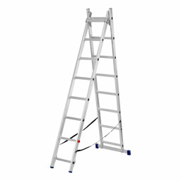 Лестница, 2 х 8 ступеней, алюминиевая, двухсекционная, Сибртех