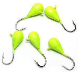 Мормышка вольф  ЯМАН  Капля с ушк. + кр. камень, р.3, вес 0,5 г, цв.лимон