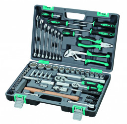 Набор инструментов, 1/2, 1/4 Cr-V, 76 предм., пластиковый кейс// STELS