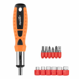 Отвертка реверсивная биты головки торцевые 14шт Sparta