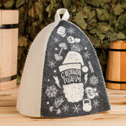 Шапка для бани с принтом С новым годом