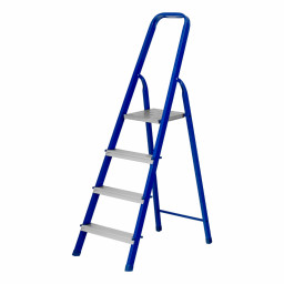Стремянка, 4 ступени, стальной профиль, алюминиевые ступени Сибртех