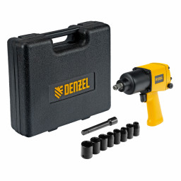 Ударный пневмогайковерт IW860+набор головок, 1/2", 7000 об/мин, 868 Нм Denzel