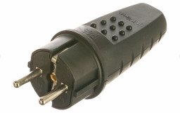 Вилка электрическая прямая однофазная 16А 250В IP44 с заземлением каучук еврослот UNIVersal 602227